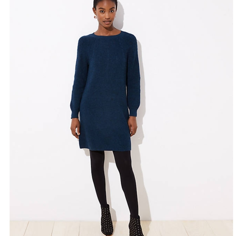 Loft Ribbed Tie Back Sweater Dress